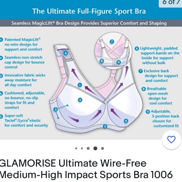 NEW Glamorise The Ultimate Full Figure Soft Cup Black Sports Bra 1006 44B NWT - Picture 5 of 13